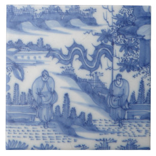 Repro Delft Tile Chinoiserie Blue and White