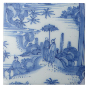 Repro Delft Tile Chinoiserie Blue and White