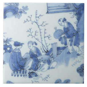 Repro Delft Tile Chinoiserie Blue and White