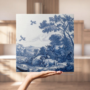 Repro Dutch Delft Tile with cows