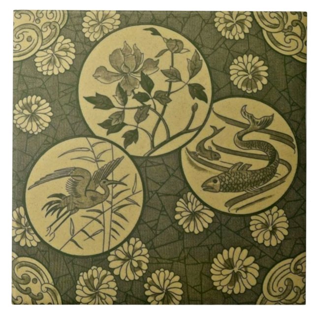 Repro Green Aesthetic Anglo Japonesque Tile (Front)