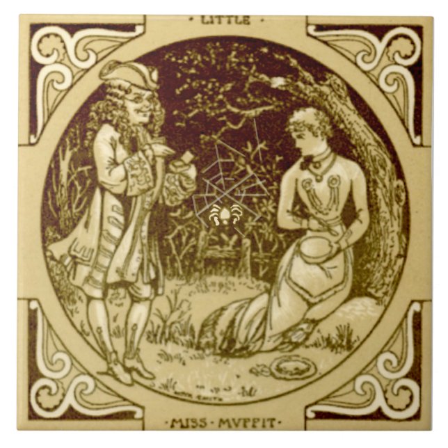Repro Minton LIttle Miss Muffet Nursery Rhyme Tile (Front)