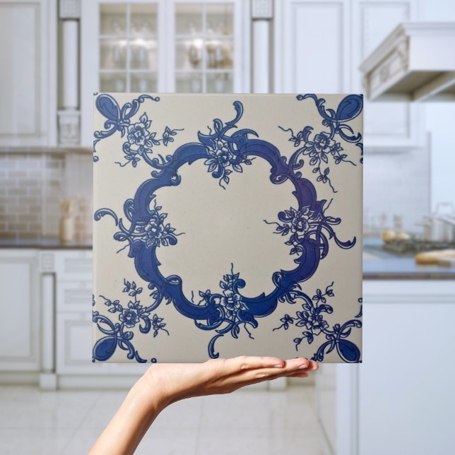 Repro Portuguese Blue Geometric Azulejos Floral Ti Tile (Repro Portuguese Blue Geometric Azulejos Floral Tile)