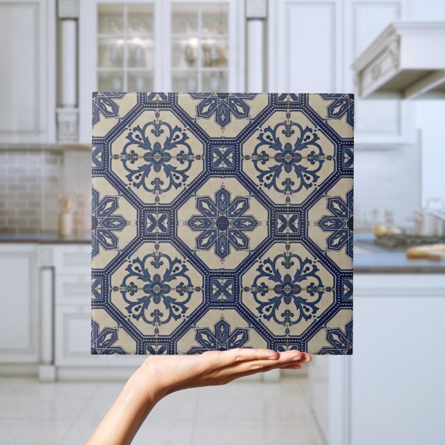 Repro Portuguese Blue Geometric Azulejos Tile (Repro Portuguese Blue Geometric Azulejos Tile
)