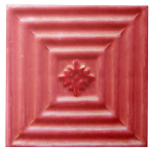 Repro Portuguese Faux Relief Red Floral Tile