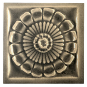 Repro Spanish AzulejosFaux relief Grey Floral Tile