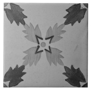 Repro Spanish Geometric Azulejos Floral Grey Tile