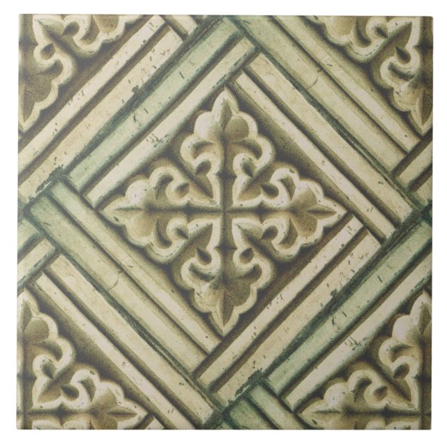 Repro Spanish Maure Floral Pattern Faux relief  Tile (Front)