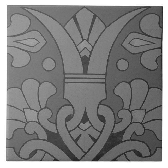 Repro Vintage Geometric Ancient Greek Floral Tile (Front)