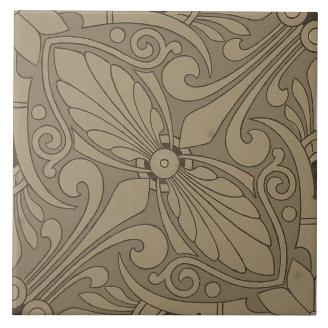 Repro Vintage Geometric Ancient Greek Gray Tile (Front)