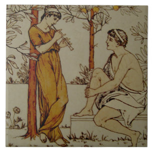 Repro Wedgwood Neoclassical Orange Grove Musicians Tile