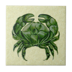Repro Wm De Morgan Hand Painted Green Crab Tile