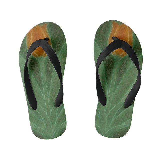 Repro Yellow Green Tulip Art Nouveau Kid's Jandals (Footbed)
