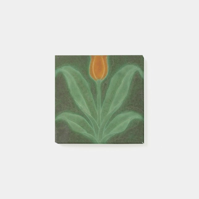 Repro Yellow Green Tulip Art Nouveau Tile Post-it Notes (Front)