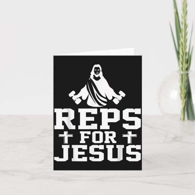 Reps For Jesus Funny Christian Gym Fitness Biceps  Card (Front)