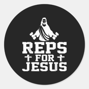 Reps For Jesus Funny Christian Gym Fitness Biceps  Classic Round Sticker