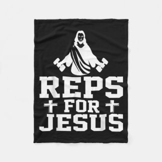 Reps For Jesus Funny Christian Gym Fitness Biceps Fleece Blanket
