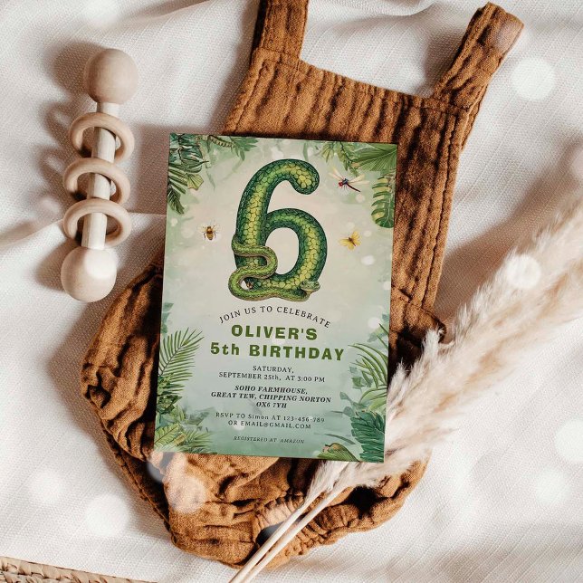 Reptile 6th Birthday Snake Boy Invitation (Creator Uploaded)