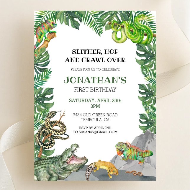 Reptile Animals Kids Birthday Invitation (Creator Uploaded)