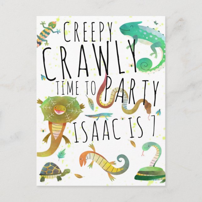 Reptile Birthday Invitation Postcard (Front)