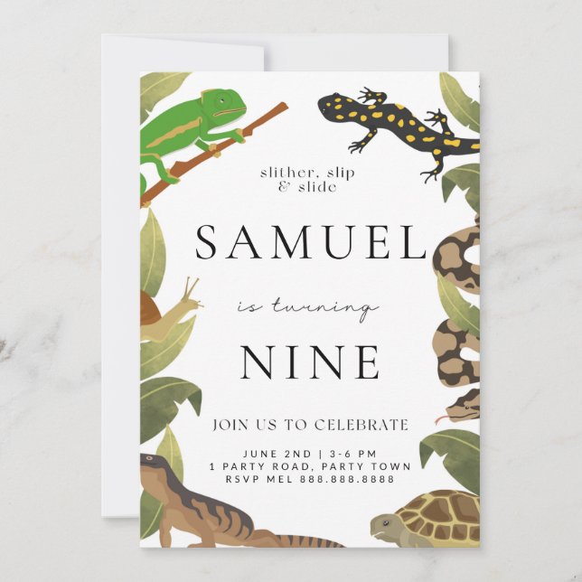 Reptile Birthday Party Invitation (Front)