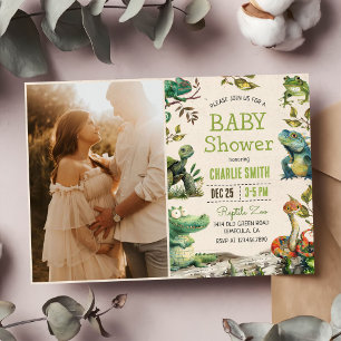 Reptile Boy Baby Boy Shower Photo Invitation
