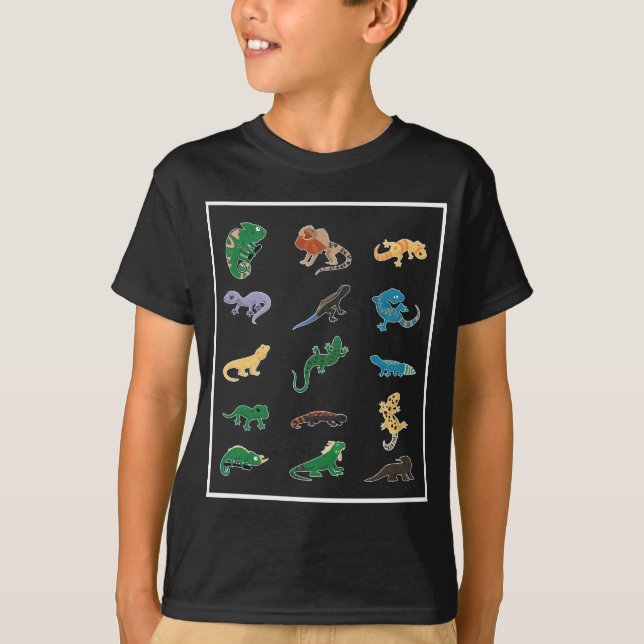 Reptile Collage Gecko Snake Lizard T-Shirt (Front)