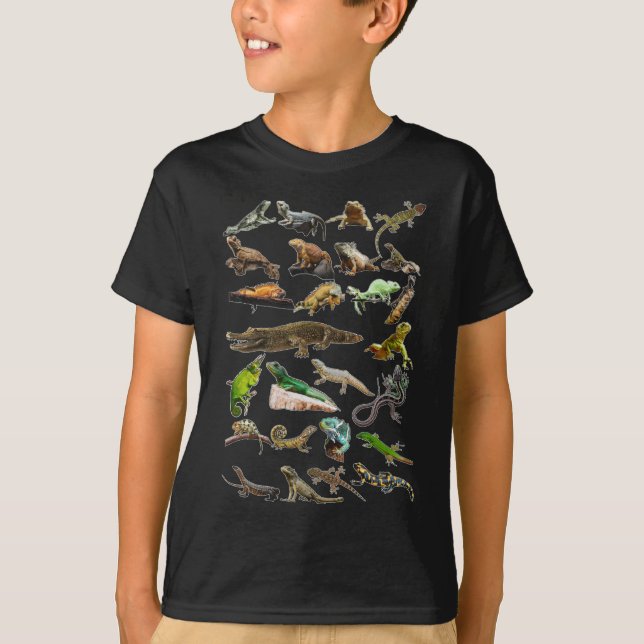 Reptile Collage Lizard Gecko Bearded Dragon T-Shirt (Front)