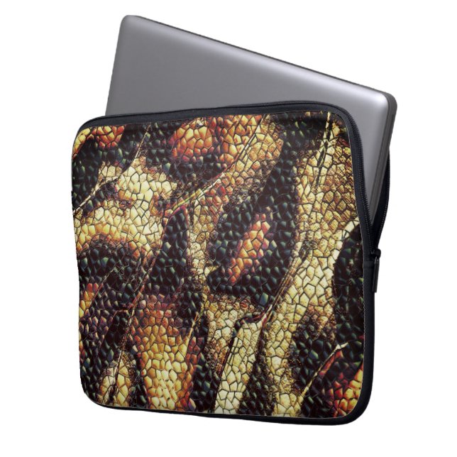 Reptile leather with yellowish and brown stains?  laptop sleeve (Front Left)