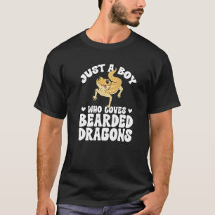 Reptile Lizard Kids A Boy Who Loves Bearded Dragon T-Shirt