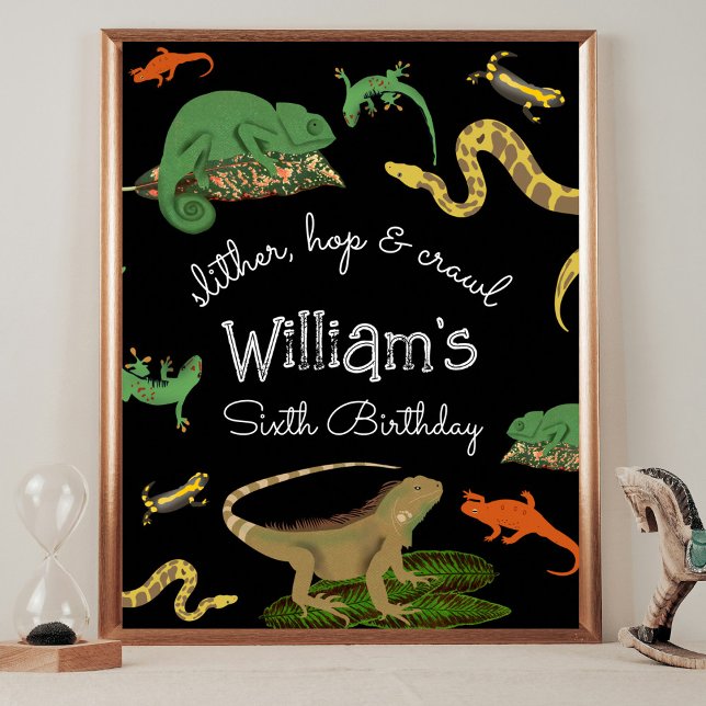 Reptile, Lizards Amphibians Kids Birthday Welcome Poster (Reptile, Lizards Amphibians Kids Birthday Welcome Poster)