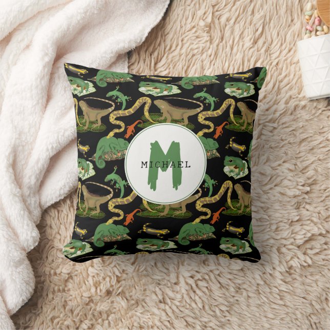 Reptile, Lizards & Amphibians Kids Monogram Cushion (Blanket)