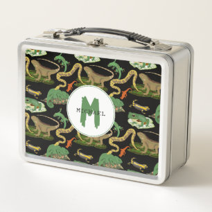 Reptile, Lizards & Amphibians Kids Monogram Metal Lunch Box