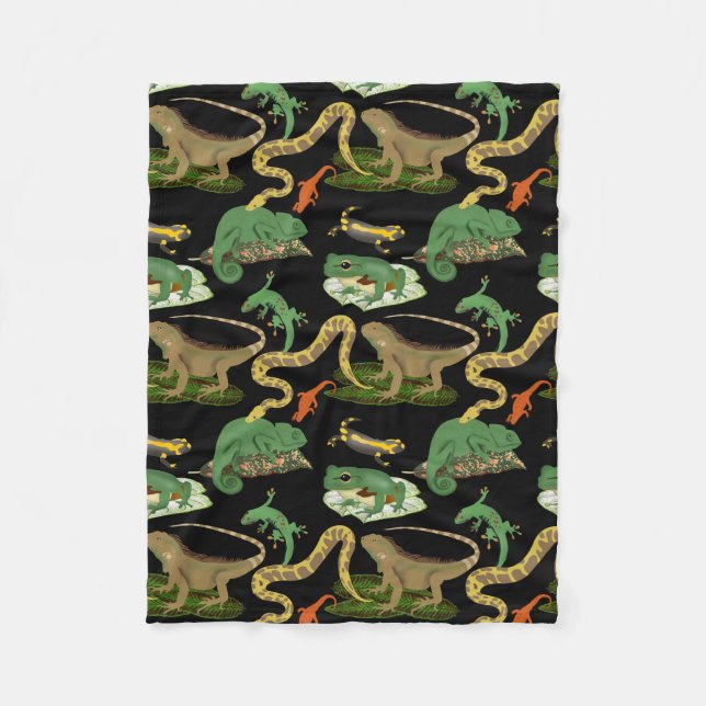 Reptile, Lizards & Amphibians Pattern Fleece Blanket (Front)