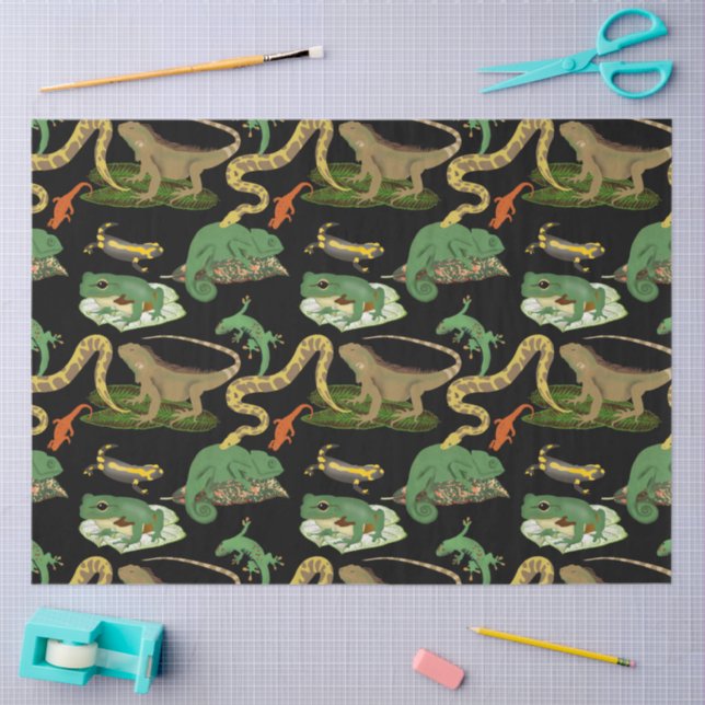 Reptile, Lizards & Amphibians Pattern Tissue Paper (Craft)