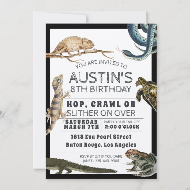 Reptile Show Birthday Party Invitation (Front)