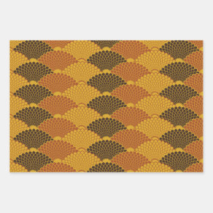 Reptile skin japanese seamless pattern (gold) wrapping paper sheet