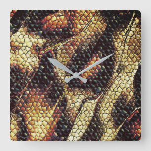 Reptile skin with yellowish and dark spots?  square wall clock