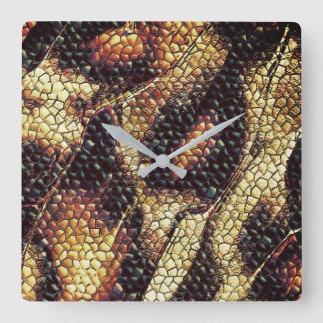 Reptile skin with yellowish and dark spots?  square wall clock (Front)