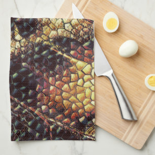 Reptile skin with yellowish and dark spots? tea towel