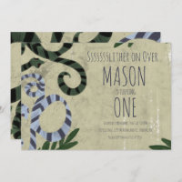 Reptile Snake Art Zoo Birthday Party Invitation