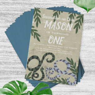 Reptile Snake Zoo Tropical Birthday Party Invitation