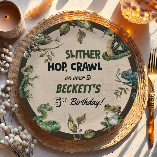 Reptile Themed Kid's Birthday Party  Paper Plate (Creator Uploaded)