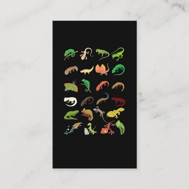 Reptile Types Cute Gecko Lizard Business Card (Front)
