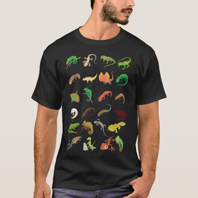 Reptile Types Cute Gecko Lizard T-Shirt (Front)