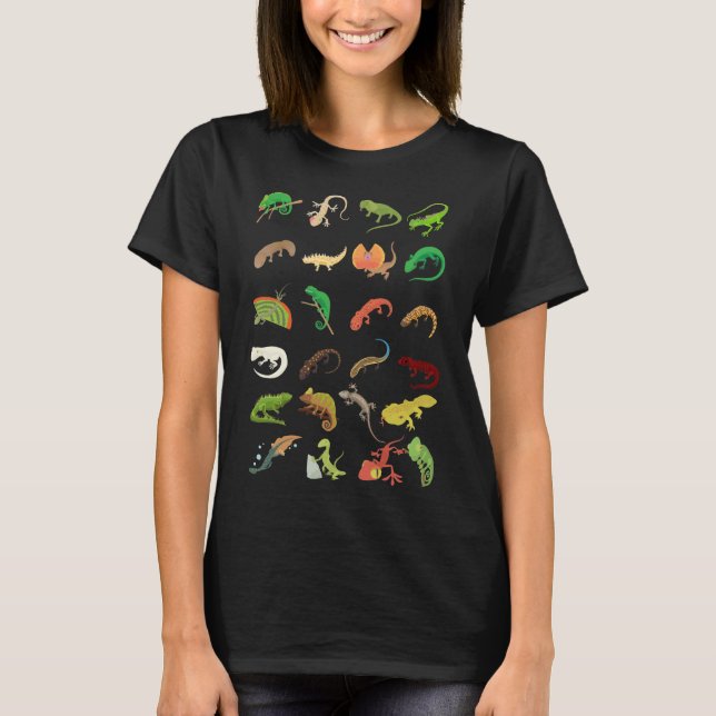 Reptile Types Cute Gecko Lizard T-Shirt (Front)