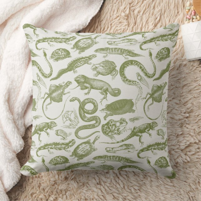 Reptiles and Amphibians Animals Goblincore Pattern Cushion (Blanket)