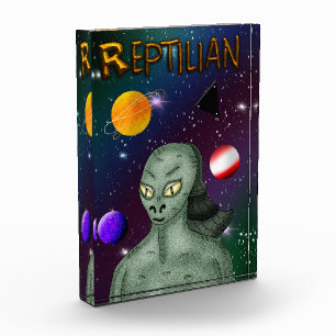 Reptilian Alien with Outer Space Photo Block