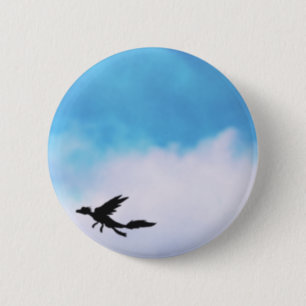 Reptilian Bird Dragon and Clouds Fantasy Art 6 Cm Round Badge