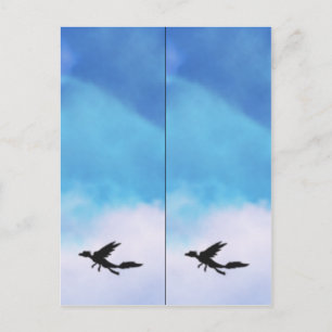 Reptilian Bird Dragon and Clouds Fantasy Art Postcard
